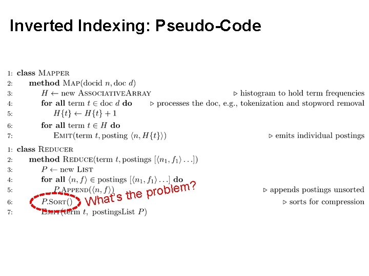 Inverted Indexing: Pseudo-Code What ? m e l b o r ’s th e