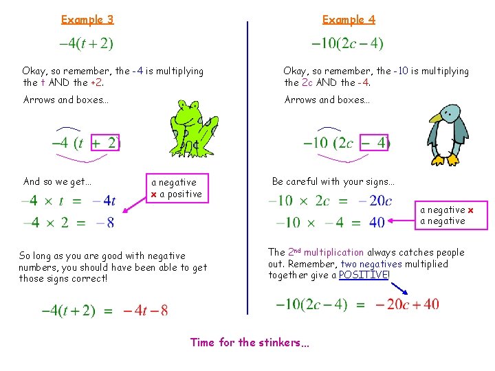 Example 3 Example 4 Okay, so remember, the -4 is multiplying the t AND