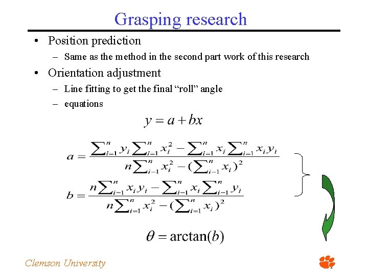 Grasping research • Position prediction – Same as the method in the second part