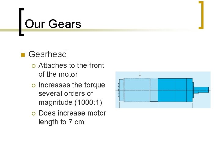 Our Gears n Gearhead ¡ ¡ ¡ Attaches to the front of the motor