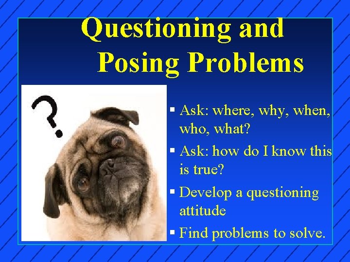 Questioning and Posing Problems n § Ask: where, why, when, who, what? § Ask: