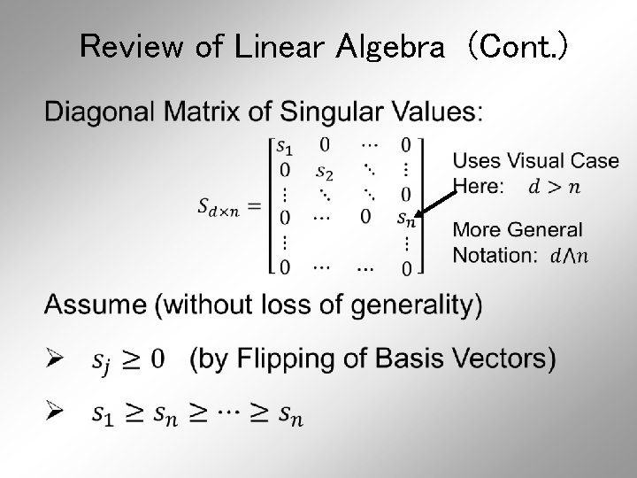 Review of Linear Algebra (Cont. ) Review of Linear Algebra (Cont. )
