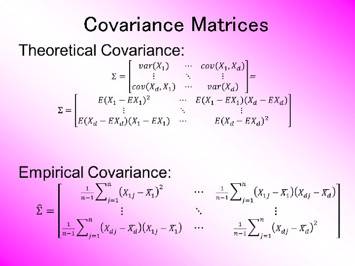 Covariance Matrices Covariance Matrices