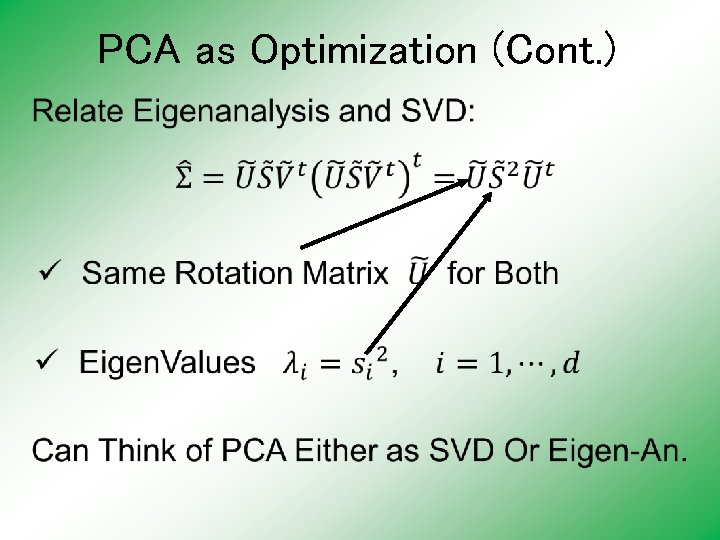 PCA as Optimization (Cont. ) PCA as Optimization (Cont. )