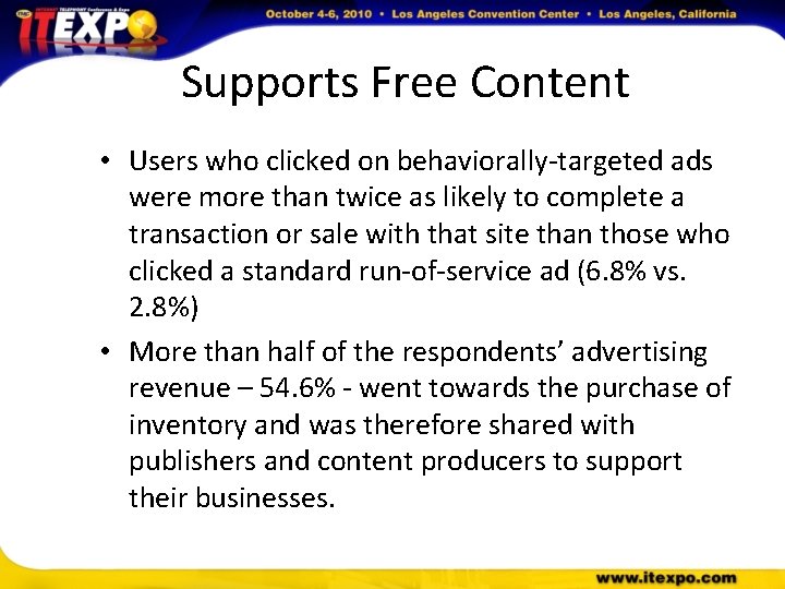 Supports Free Content • Users who clicked on behaviorally-targeted ads were more than twice