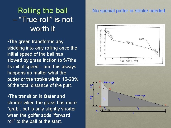 Rolling the ball – “True-roll” is not worth it • The green transforms any