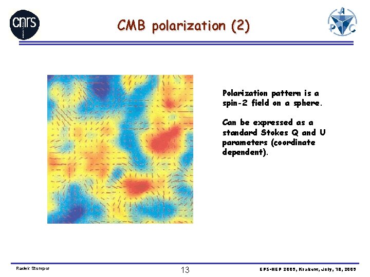 CMB polarization (2) Polarization pattern is a spin-2 field on a sphere. Can be