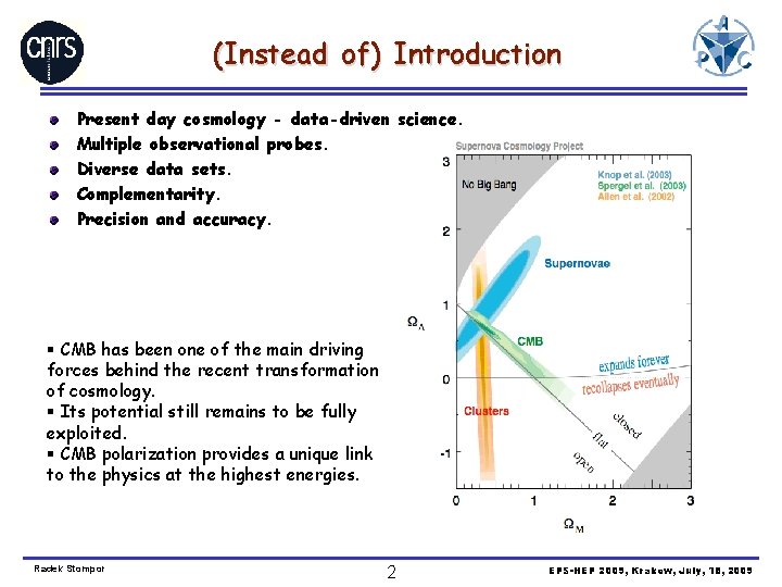 (Instead of) Introduction Present day cosmology - data-driven science. Multiple observational probes. Diverse data