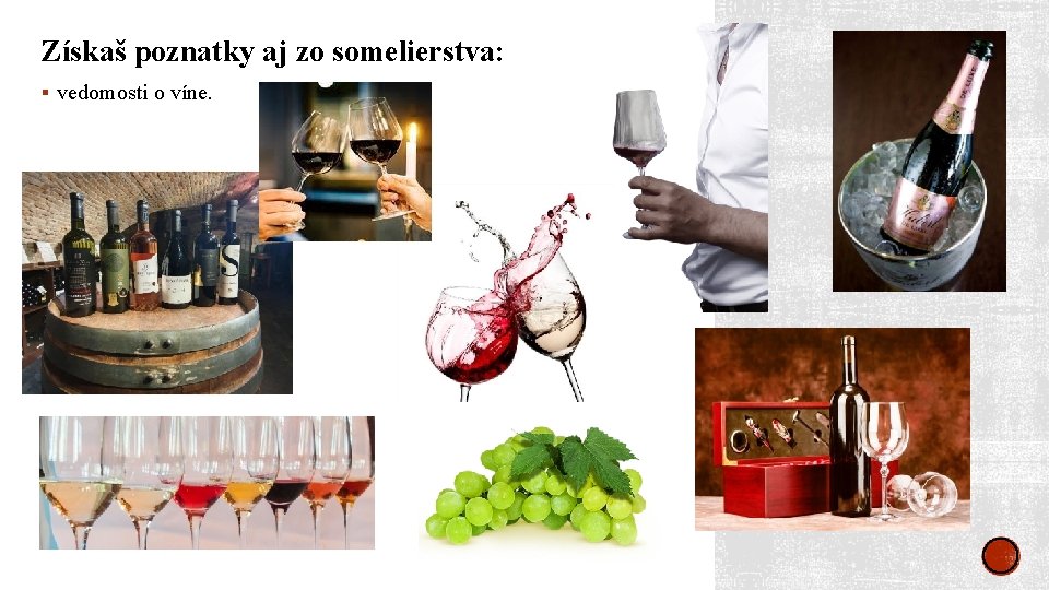 Získaš poznatky aj zo somelierstva: § vedomosti o víne. 