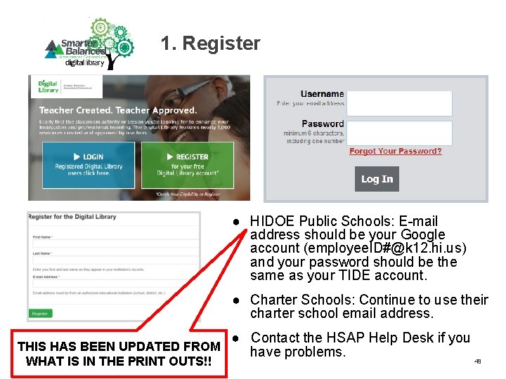 1. Register ● HIDOE Public Schools: E-mail address should be your Google account (employee.