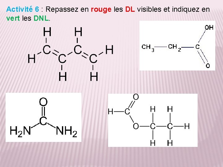 Activité 6 : Repassez en rouge les DL visibles et indiquez en vert les