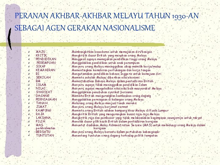 PERANAN AKHBAR-AKHBAR MELAYU TAHUN 1930 -AN SEBAGAI AGEN GERAKAN NASIONALISME MAJU KRITIK PENDIDIKAN PEREMPUAN