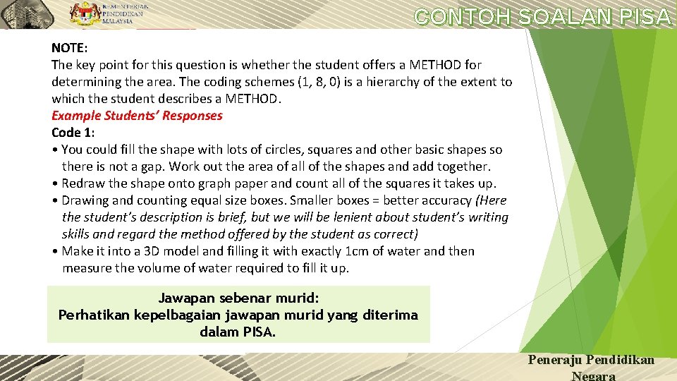 CONTOH SOALAN PISA NOTE: The key point for this question is whether the student
