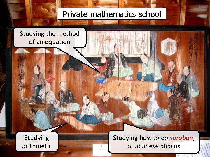 Private mathematics school Studying the method of an equation Studying arithmetic Studying how to