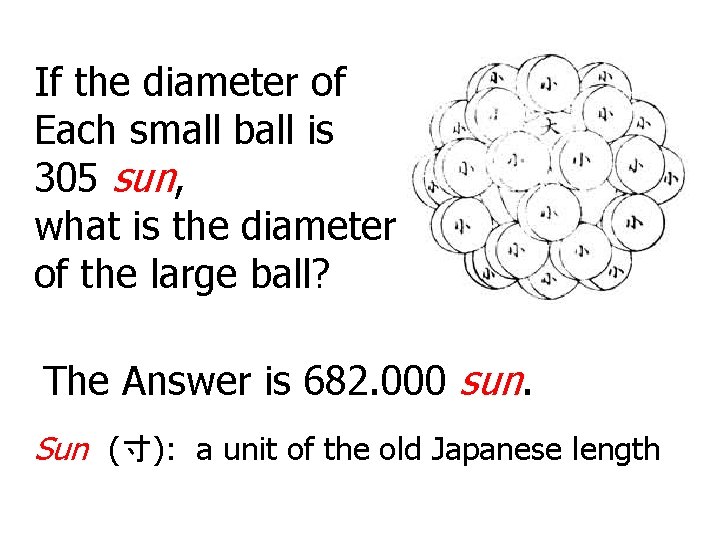 If the diameter of Each small ball is 305 sun, what is the diameter