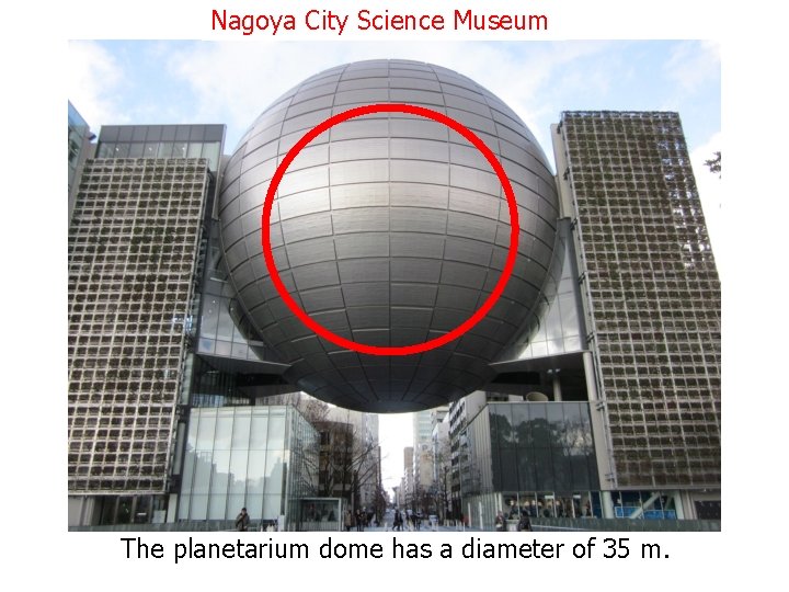 Nagoya City Science Museum The planetarium dome has a diameter of 35 m. 