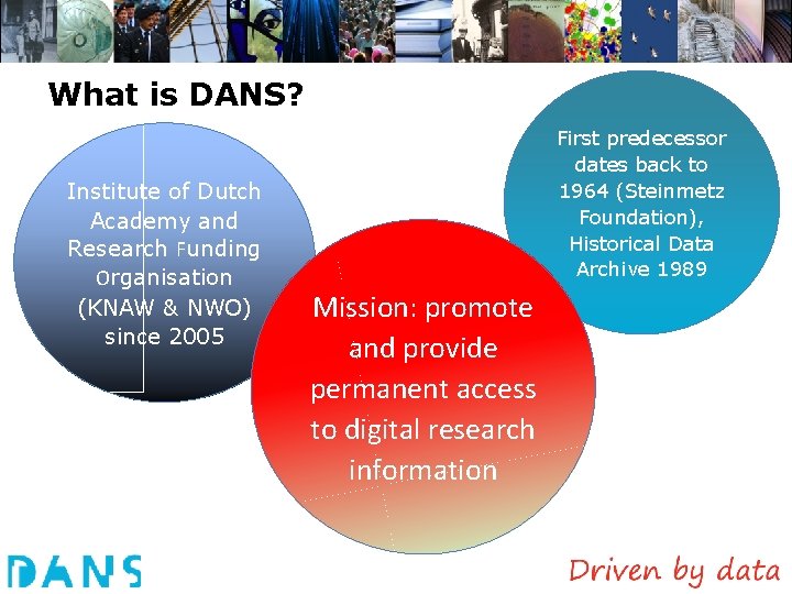 What is DANS? Institute of Dutch Academy and Research Funding Organisation (KNAW & NWO)