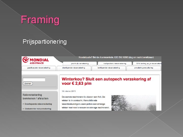 Framing Prijspartionering 