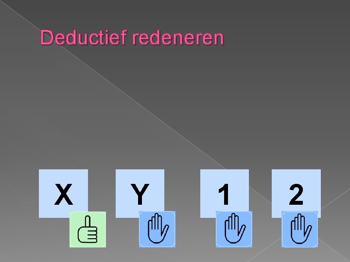 Deductief redeneren X Y 1 2 