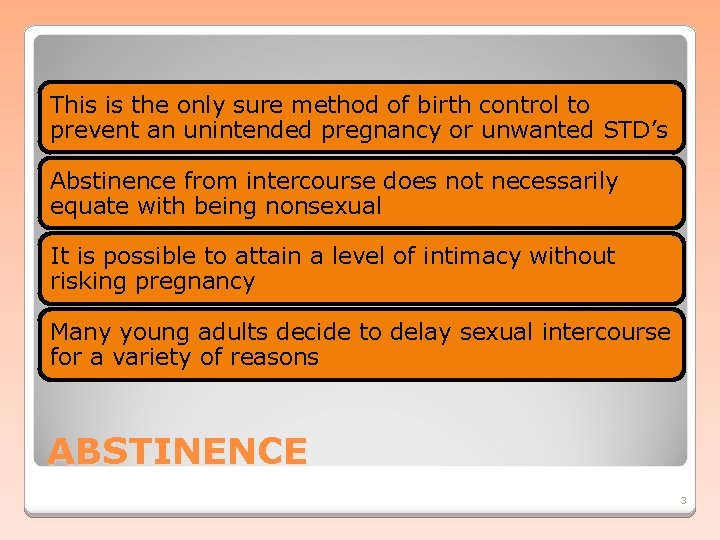 This is the only sure method of birth control to prevent an unintended pregnancy