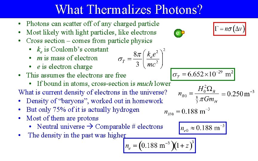 What Thermalizes Photons? • Photons can scatter off of any charged particle • Most