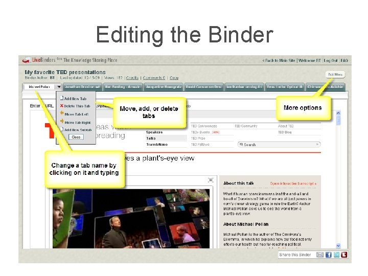 Editing the Binder 