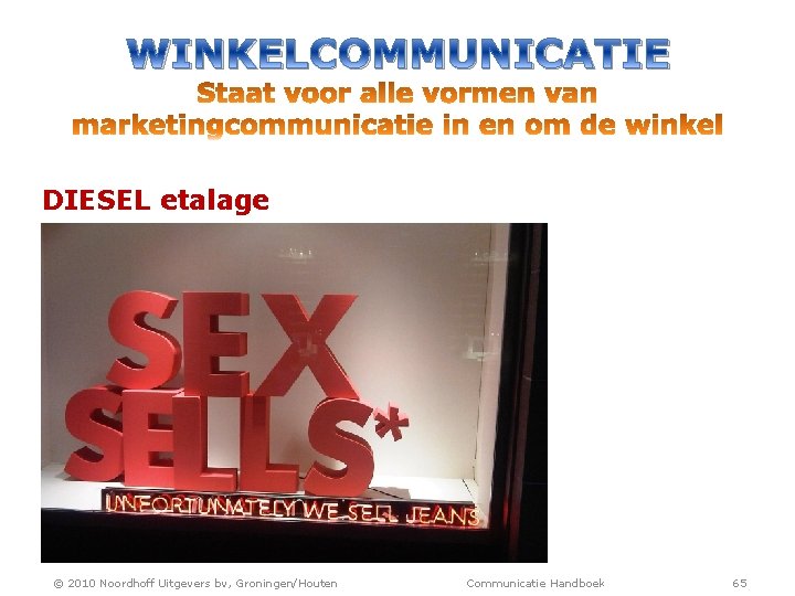 WINKELCOMMUNICATIE DIESEL etalage © 2010 Noordhoff Uitgevers bv, Groningen/Houten Communicatie Handboek 65 