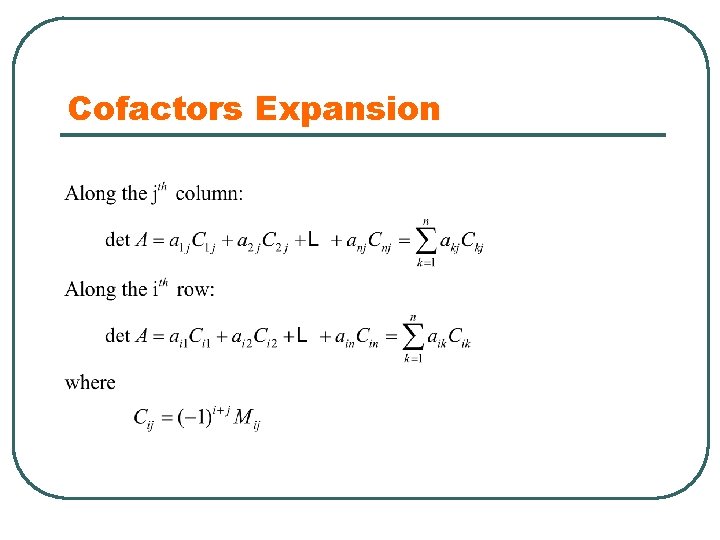 Cofactors Expansion 