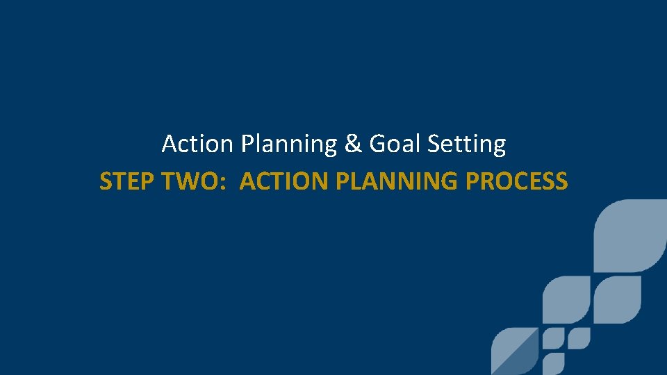 Action Planning & Goal Setting STEP TWO: ACTION PLANNING PROCESS 