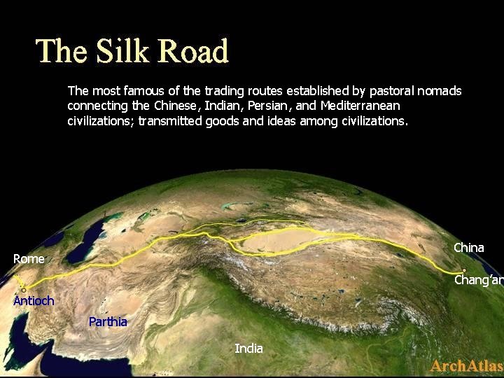 The most famous of the trading routes established by pastoral nomads connecting the Chinese,