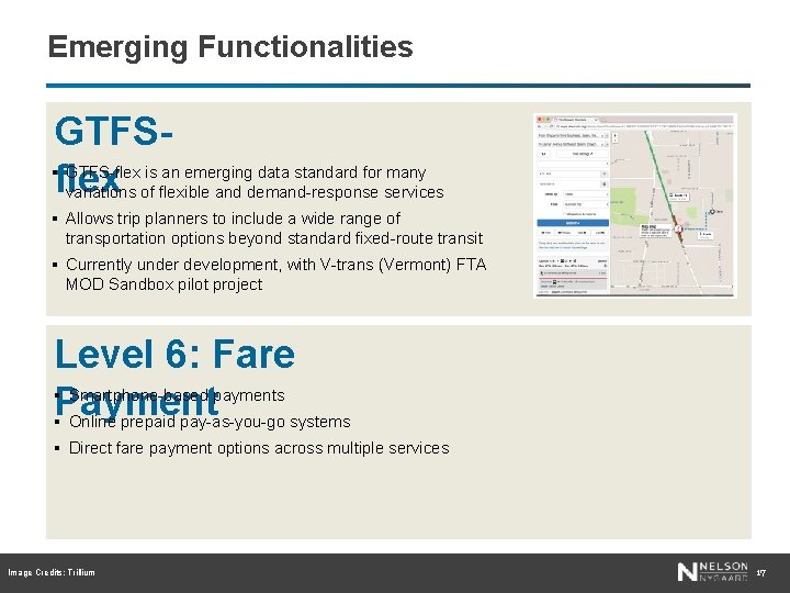 Emerging Functionalities GTFS§ GTFS-flex is an emerging data standard for many flex variations of