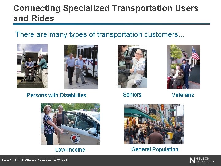 Connecting Specialized Transportation Users and Rides There are many types of transportation customers… Persons
