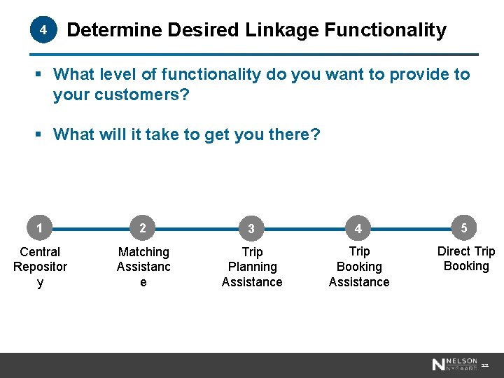 4 Determine Desired Linkage Functionality § What level of functionality do you want VTCLI