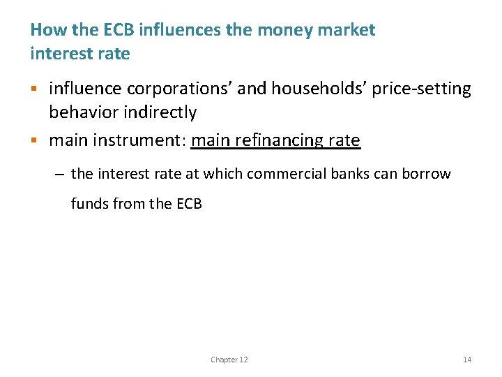 How the ECB influences the money market interest rate influence corporations’ and households’ price-setting