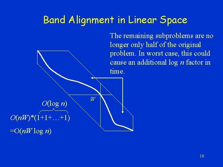 Band Alignment in Linear Space The remaining subproblems are no longer only half of
