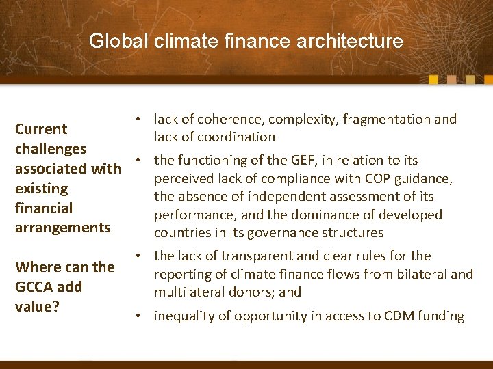 Global Climate Change Alliance Informing the International Climate