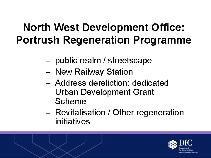 North West Development Office: Portrush Regeneration Programme – public realm / streetscape – New