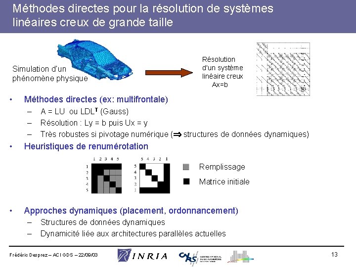 Méthodes directes pour la résolution de systèmes linéaires creux de grande taille Simulation d’un