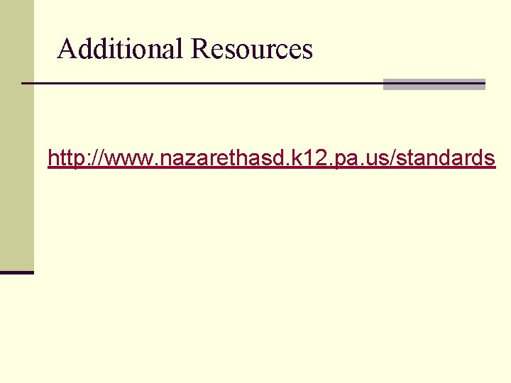 Additional Resources http: //www. nazarethasd. k 12. pa. us/standards 