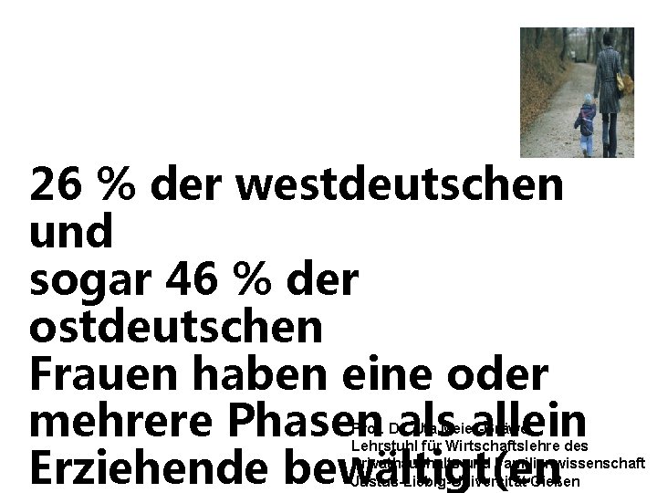 26 % der westdeutschen und sogar 46 % der ostdeutschen Frauen haben eine oder