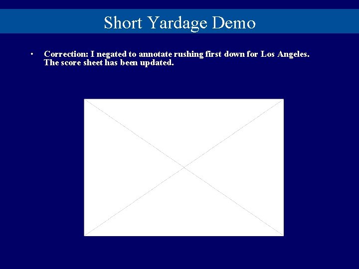 Short Yardage Demo • Correction: I negated to annotate rushing first down for Los