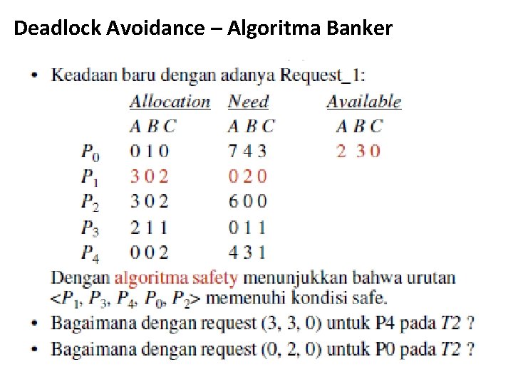 Deadlock Avoidance – Algoritma Banker Deadlock Avoidance – Algoritma Banker