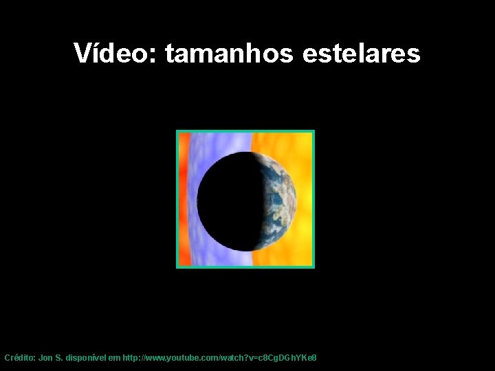 Vídeo: tamanhos estelares Crédito: Jon S. disponível em http: //www. youtube. com/watch? v=c 8