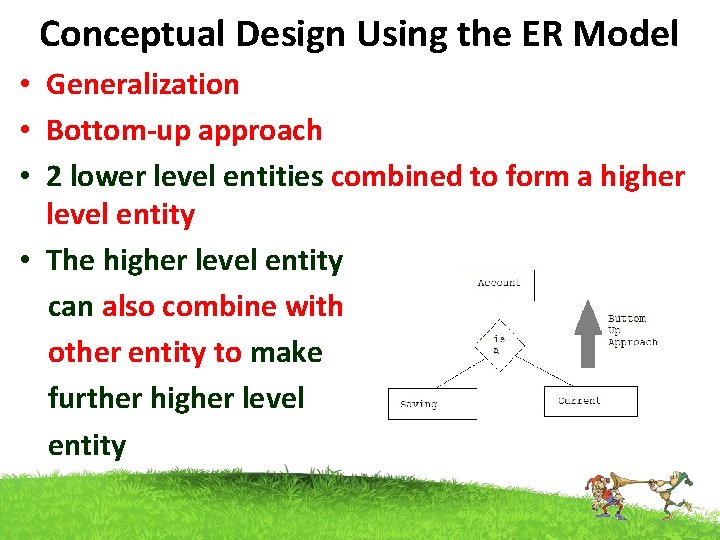 Conceptual Design Using the ER Model • Generalization • Bottom-up approach • 2 lower Conceptual Design Using the ER Model • Generalization • Bottom-up approach • 2 lower