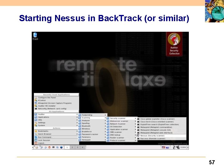 Starting Nessus in Back. Track (or similar) 57 