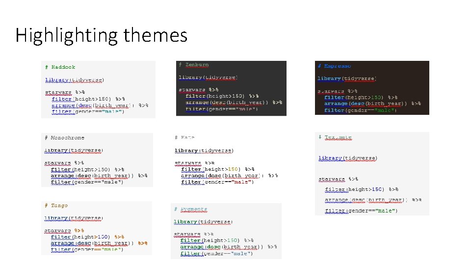 Highlighting themes 