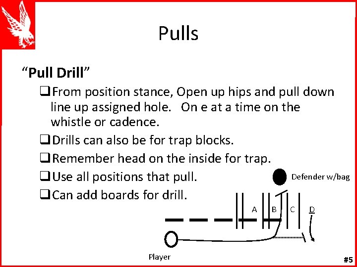 Pulls “Pull Drill” q. From position stance, Open up hips and pull down line