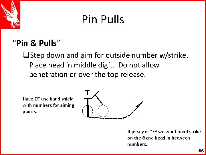 Pin Pulls “Pin & Pulls” q. Step down and aim for outside number w/strike.