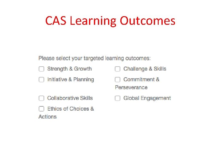 CAS Learning Outcomes 