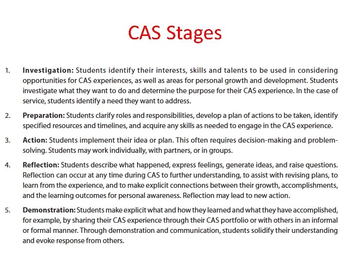 CAS Stages 